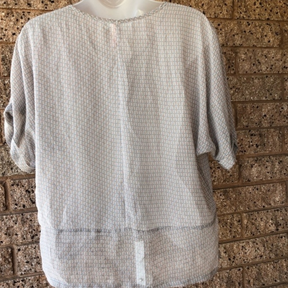 DownEast Delicate Short Sleeved Beige Blouse | S - Picture 3 of 7